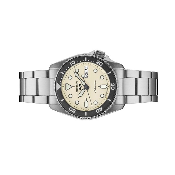NEW SEIKO 5 SPORTS MEN'S SRPK31 AUTOMATIC BEIGE DIAL STAINLESS WATCH - Picture 3 of 7